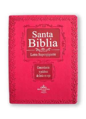 Biblia letra supergigante y palabra de Jesus en rojo / fucsia