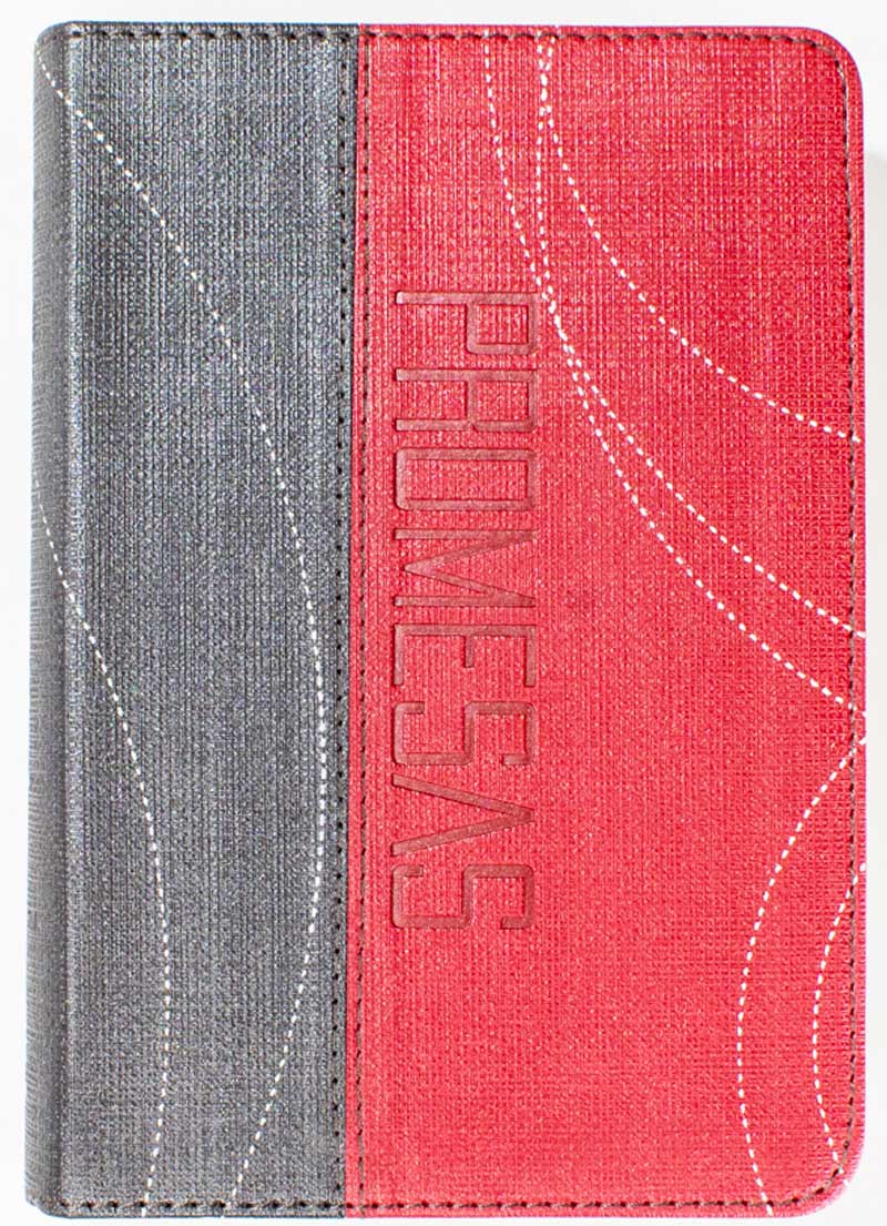 Biblia de promesas Compacta Piel especial / Gris-Roja