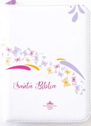 Biblia blanca con mariposas