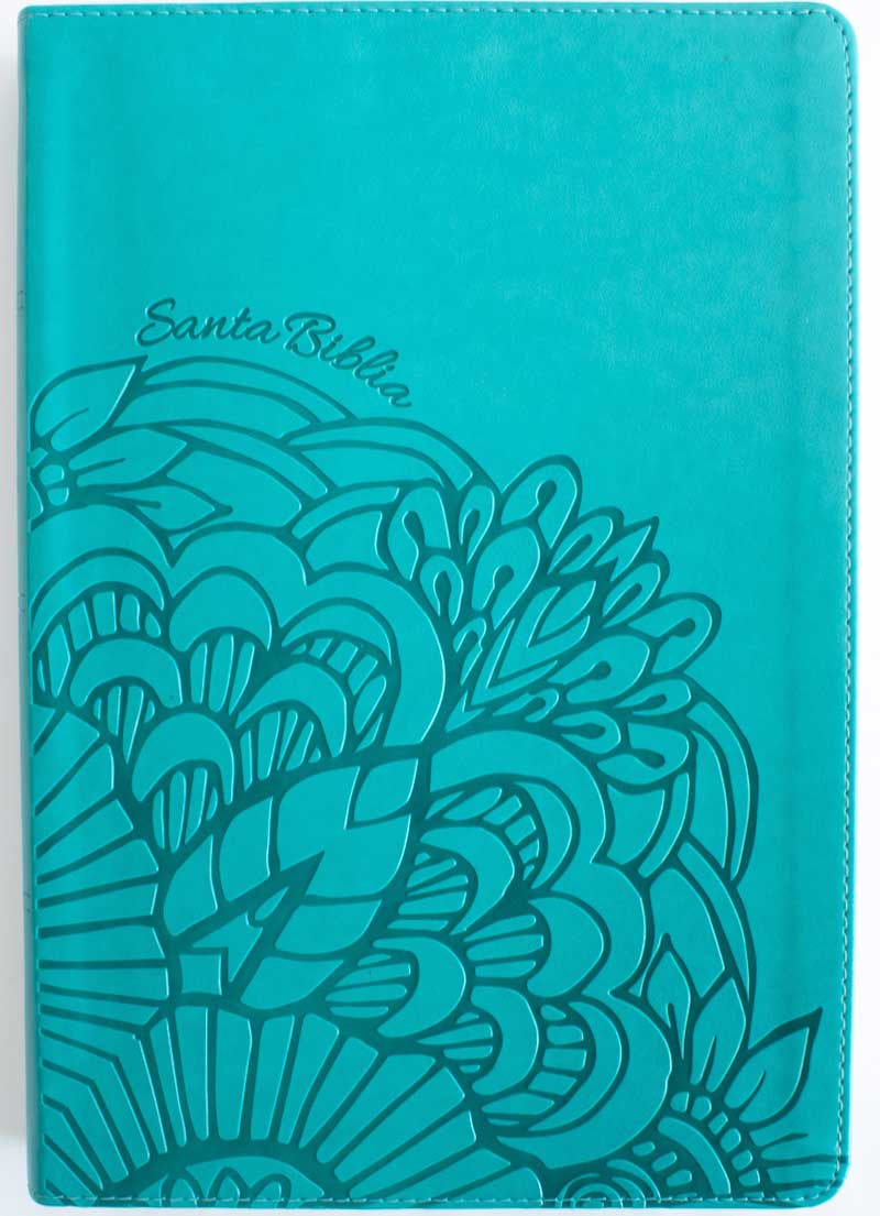 Biblia letra super gigante Aqua Simil Piel Con Indice