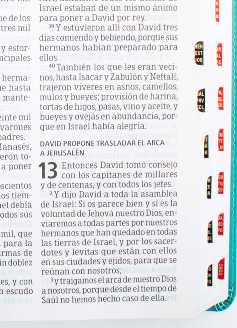 Biblia letra super gigante Aqua Simil Piel Con Indice - Imagen 2