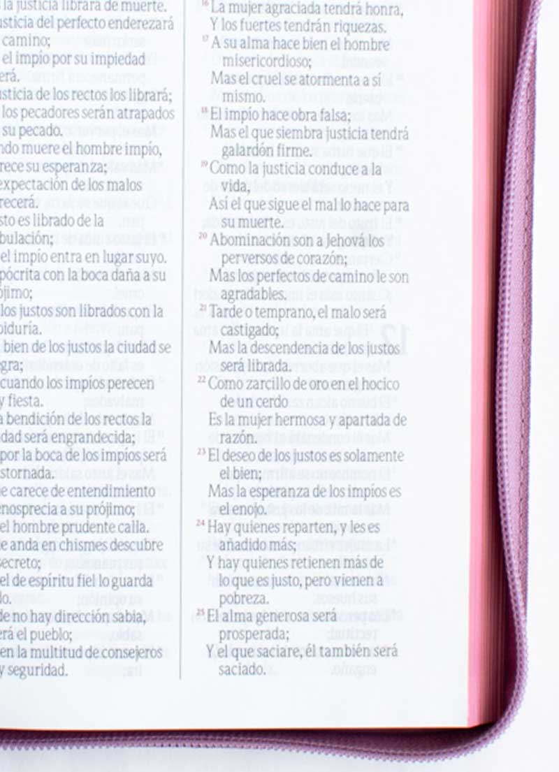 Biblia Canto Rosado con flores con Cierre - Imagen 2