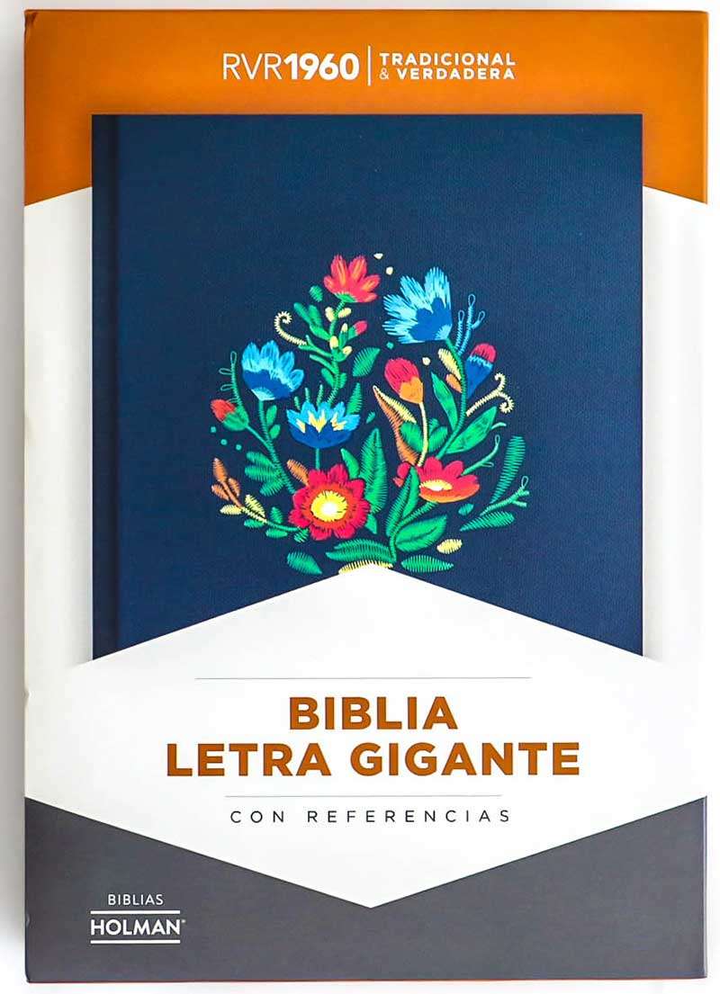Biblia Letra Gigante Bordado Indice / Azul