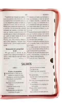 Biblia Manual Letra Grande con Indice y Cierre Duo tono Rosa y Fucsia con Cierre Indice