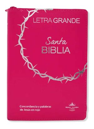Biblia Letra Grande Rosa Corona de Espina con Cierre