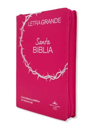 Biblia Letra Grande Rosa Corona de Espina con Cierre