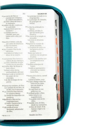 Biblia Chequera Turquesa Blanco con Índice