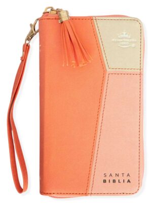 Biblia Chequera Beige Coral con Indice