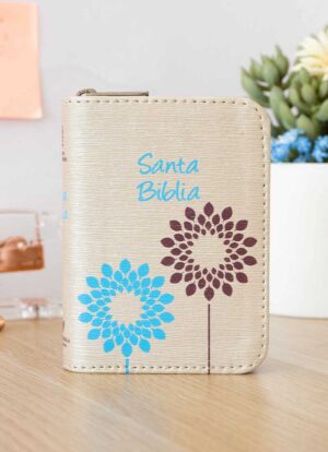 Biblia Mini de Bolsillo Beige con cierre