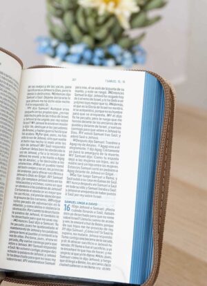 Biblia Mini de Bolsillo Beige con cierre