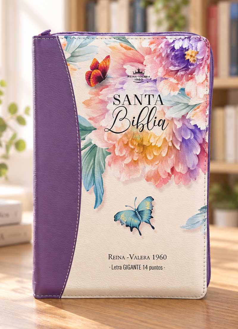 Biblia Tamaño Manual Letra Gigante – Colección Jardín – Lila